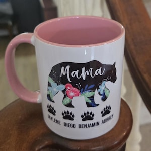 Mama Bear Personalized Coffee Mug, Mama bear Mug, Personalized Gift For Mom, Baby Shower Gift, Mom Mug