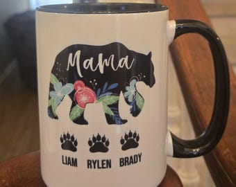 Mama Bear Personalized Coffee Mug, Mama bear Mug, Personalized Gift For Mom, Baby Shower Gift, Mom Mug