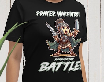 T-shirt graphique chrétien femme guerrière - t-shirt Spiritual Battle Gear-couleur foncée-unisexe