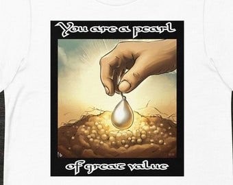 T-shirt grafica cristiana perla di grande valore - Camicia di redenzione unica