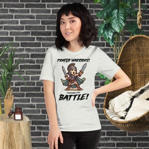 Warrior Woman Christian Graphic Tee - Spiritual Battle Gear-Light Color Shirt