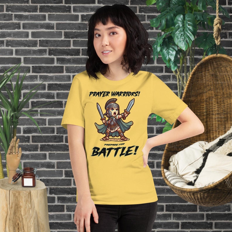 Warrior Woman Christian Graphic Tee - Spiritual Battle Gear-Light Color Shirt