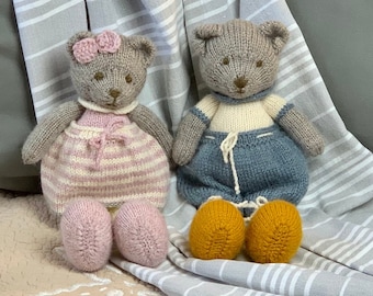 Teddy Bear, Hand Knitted Stuffed Animal Doll, Christmas Gift