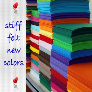 Stiffened Hard Felt 1.2 mm Thickness Craft Felt Various Colors Stiff Craft Felt