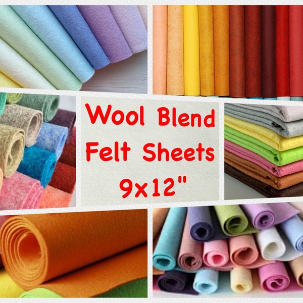 Wool Merino Blend Felt 1.2 mm Thickness Craft Felt Various Colors Soft Craft Felt Fabrics Wool Felt Sheets
