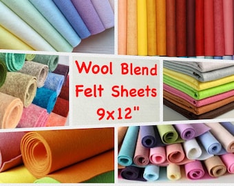 Wool Blend Felt Sheets, Soft Craft Fabric (9x12 inch)