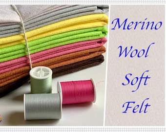 Merino Wool Blend Felt Sheets, Soft Craft Fabric (9x12 inches)
