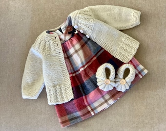 Baby Cardigan and Booties Set Hand Knitted, 3-6 Months