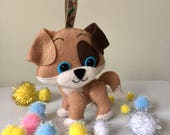 Stuffed Toy Nursery Decor Crib Carseat Hanger Baby Shower Gift Handmade Poppy With Brown Ear