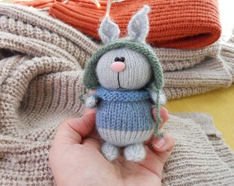 Bunny Toy, Hand Knitted Crochet Rabbit Doll, Home Decor