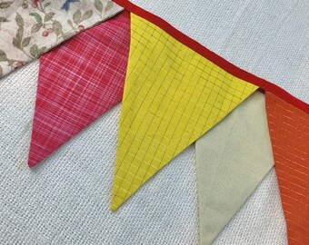 Fabric Flag Garland, Handmade Festive Bunting, Holiday Decor