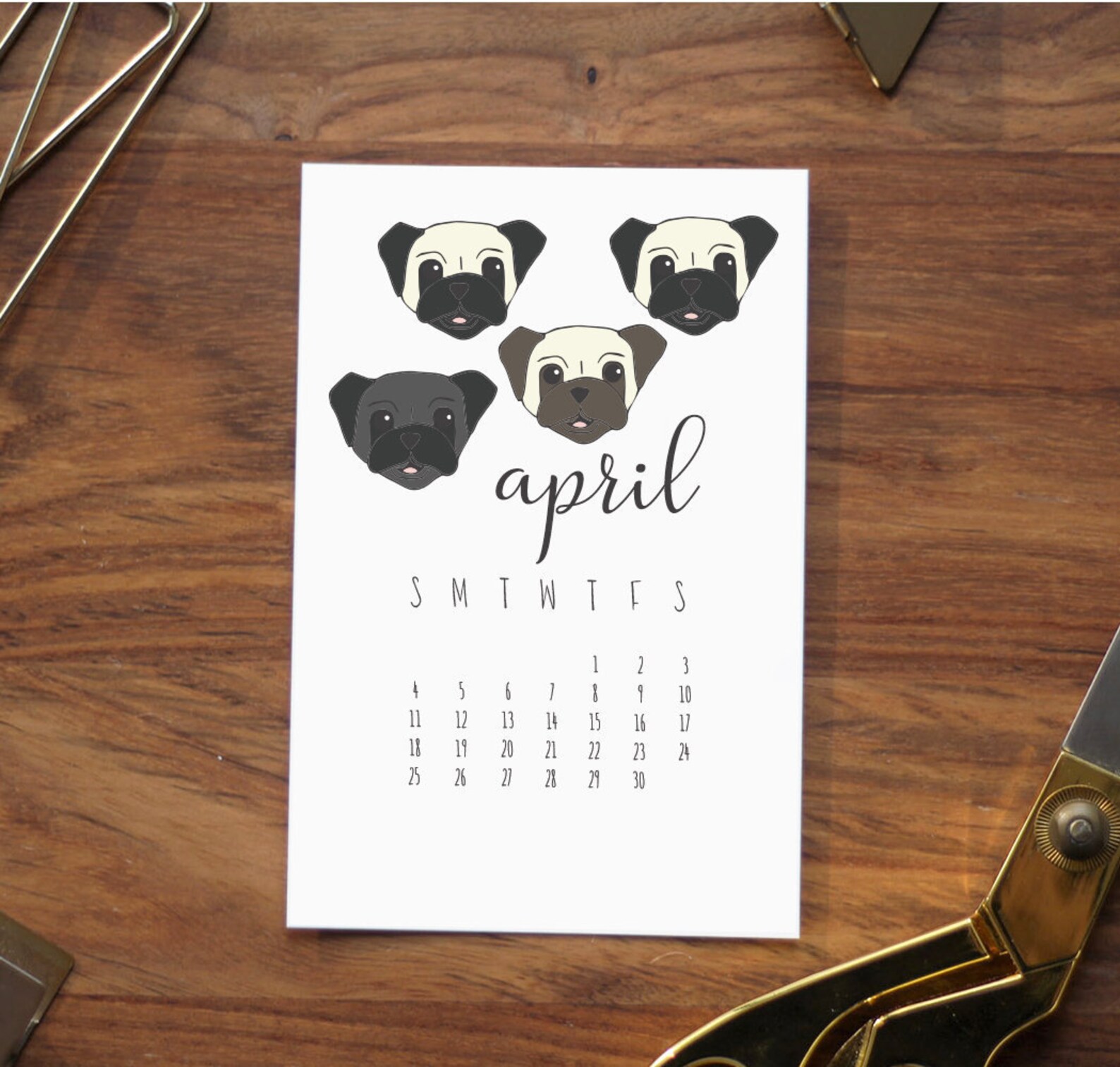 2021 Dog Desk Calendar Calendar With Wood Base Mini Desk | Etsy