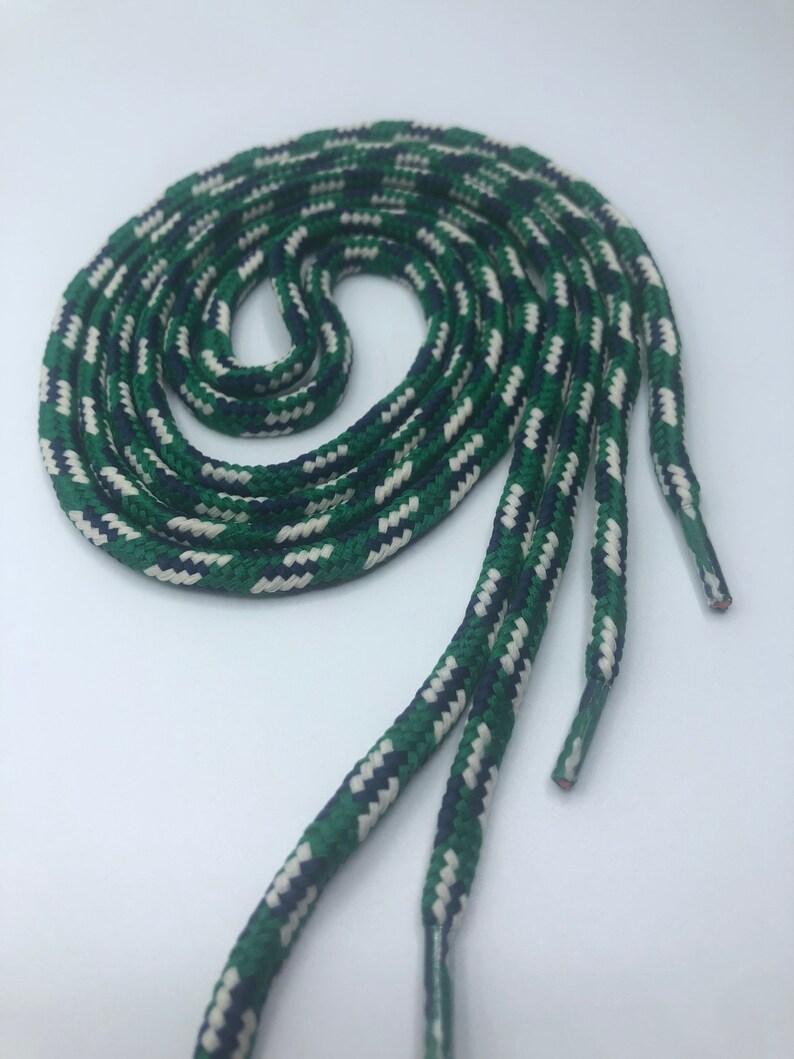 White Round Shoelaces Green Blue