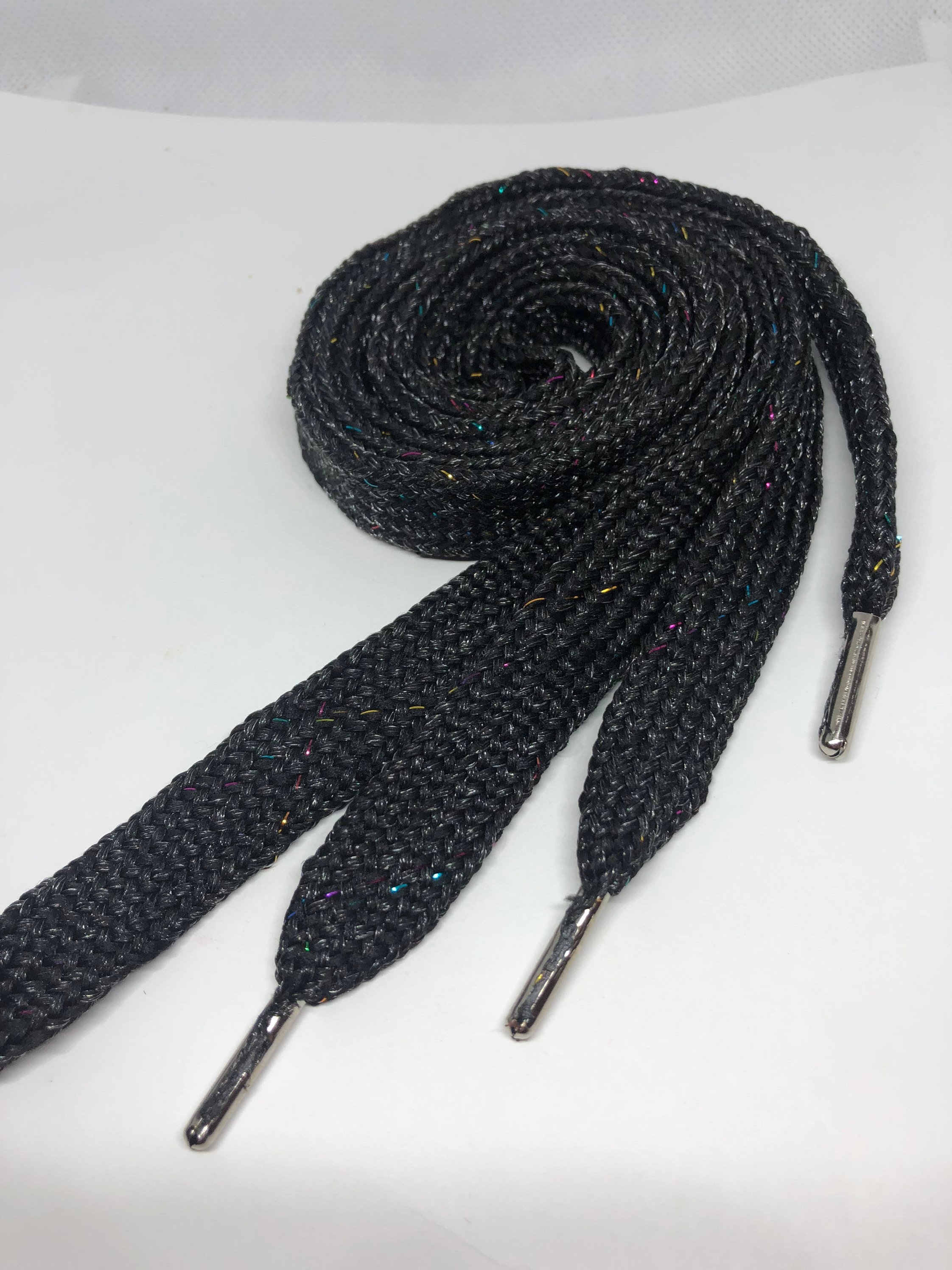 Big Fat Shoelaces Black Sparkle Etsy