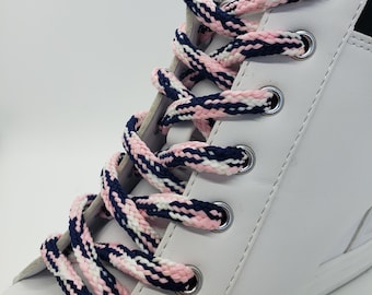 Hybrid Multi-Color Shoelaces - Navy, Pink and White