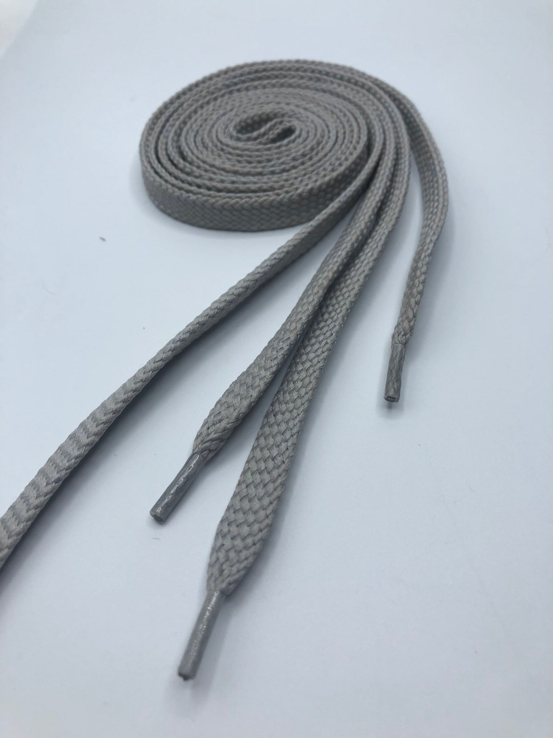 Flat Solid Shoelaces Light Gray Etsy
