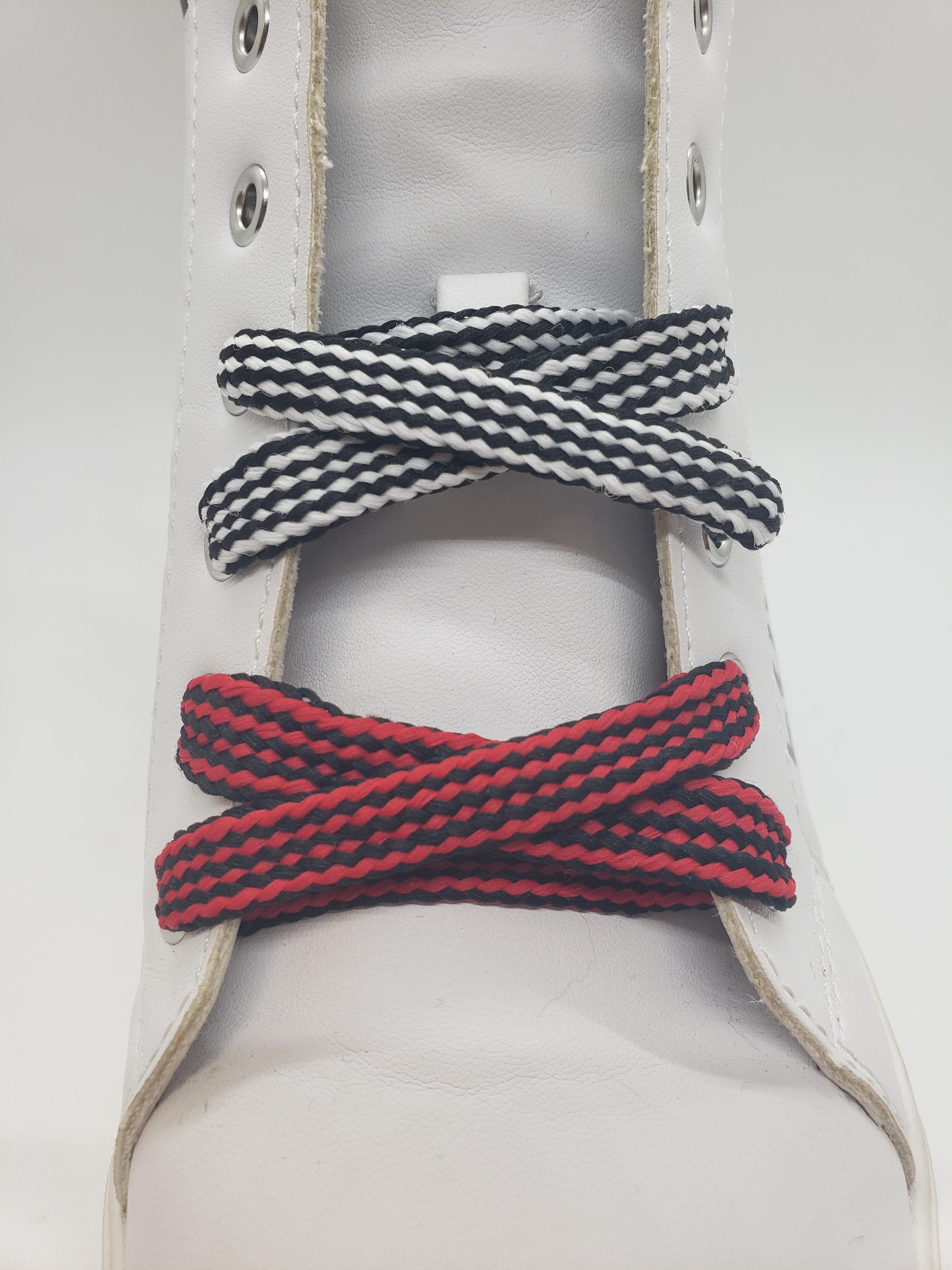 Mid-Width Striped Shoelaces- Black with Accent