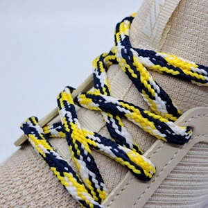 Hybrid Multi-Color Shoelaces - Navy, White and Yellow