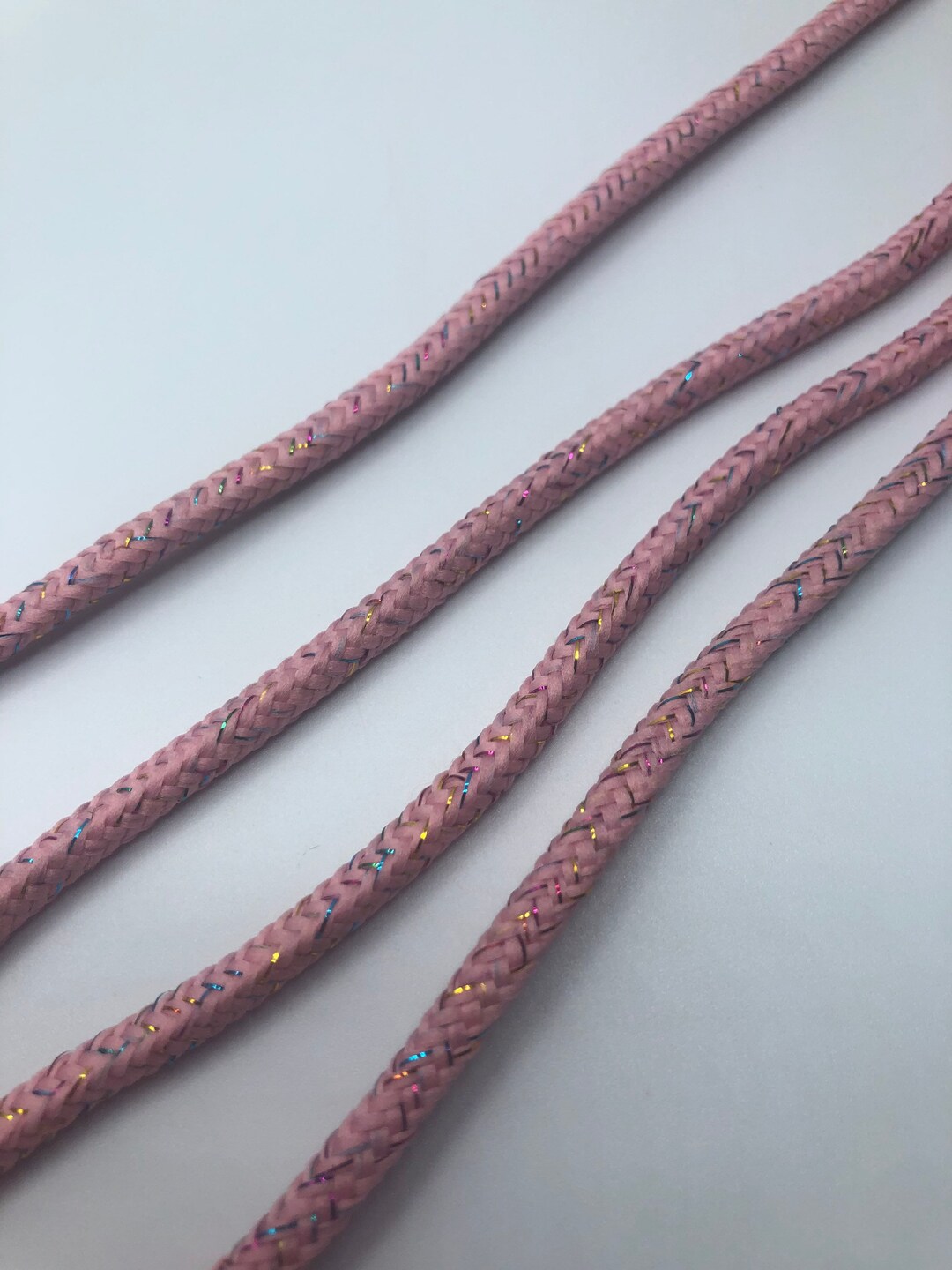 Round Sparkle Shoelaces Soft Pink Etsy
