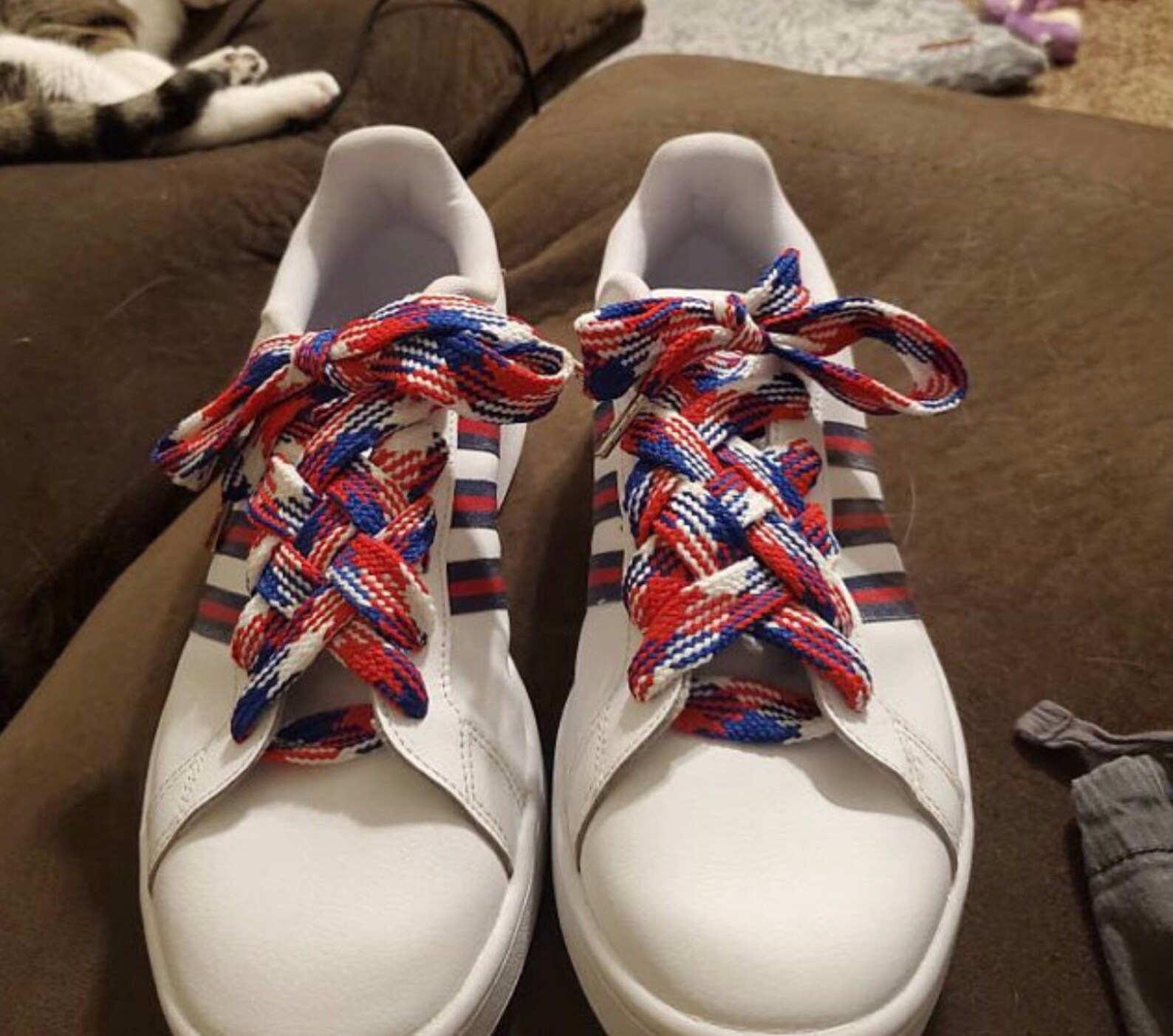 Big Fat Shoelaces Red White & Blue Etsy