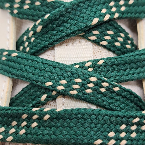 Premium Sport Laces - Forest Green with Cream Accents