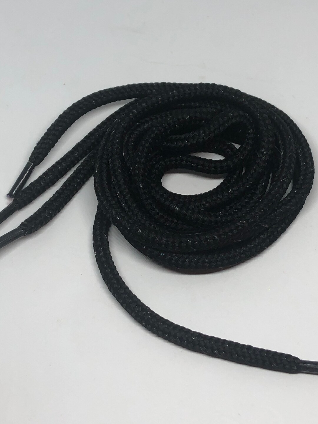 Round Solid Shoelaces Shiny Black Etsy