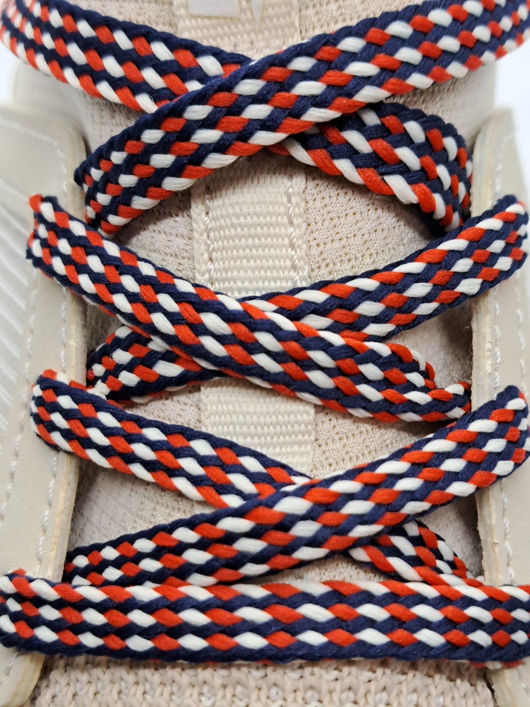Flat Multi color Shoelaces Navy Red and White Etsy