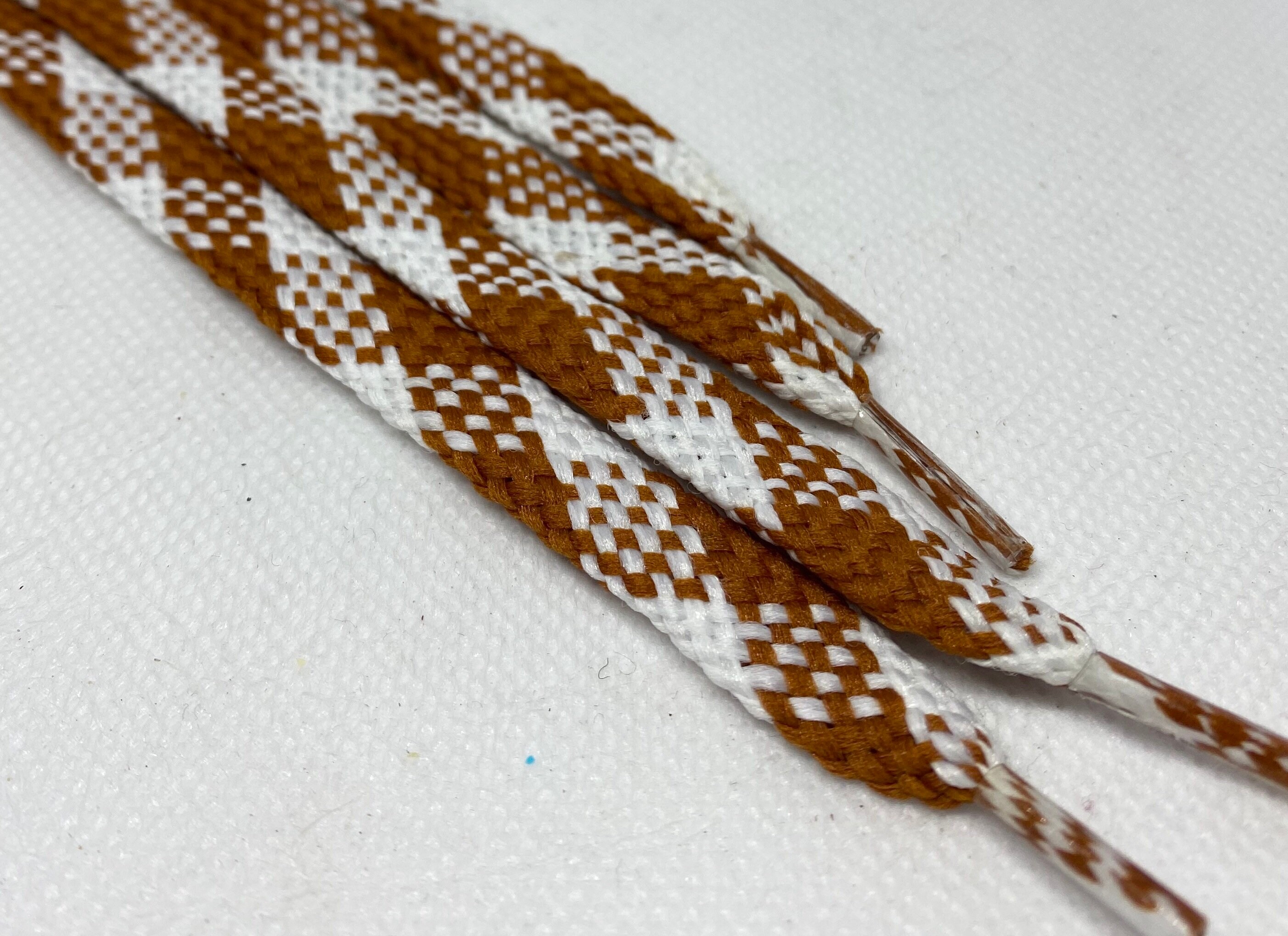 Estándar Flat Shoelaces Plaid Light Brown & White Etsy