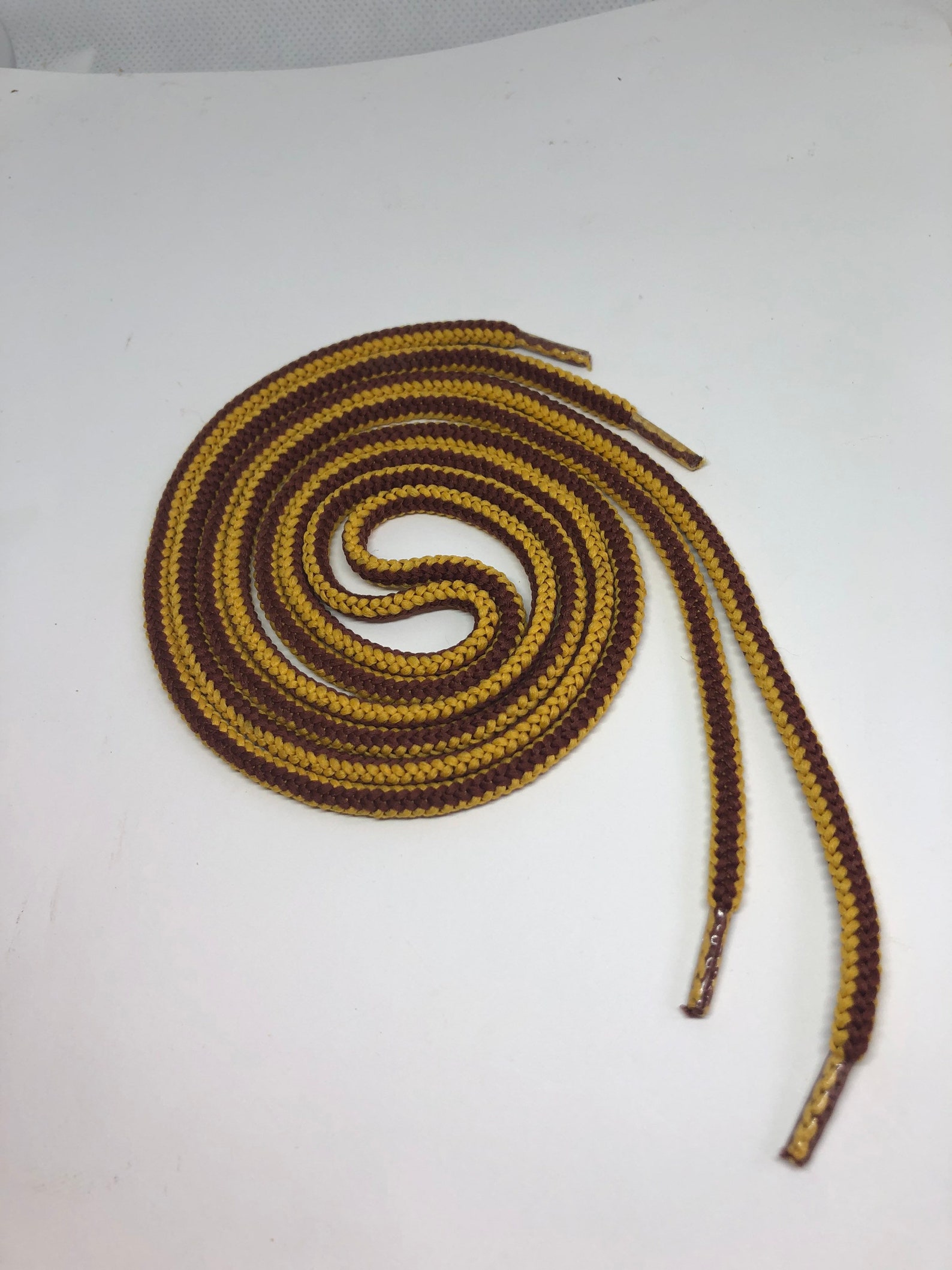 yellow and brown boot laces