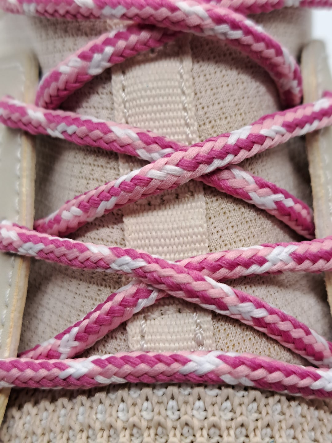 Round Multicolor Shoelaces Pink Neon Pink and White Etsy