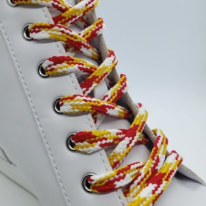Hybrid Multi-Color Shoelaces - Red, White and Yellow Plaid