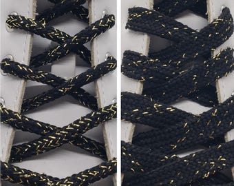 Black "Gold Sparkle" Shoelaces