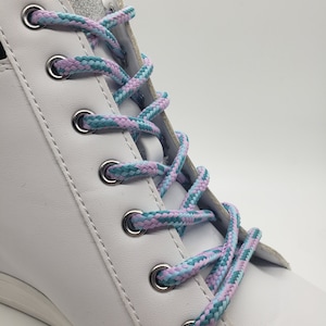 Round Multi-Colored Shoelaces - Lilac, Light Blue and Teal
