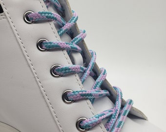 Round Multi-Colored Shoelaces - Lilac, Light Blue and Teal