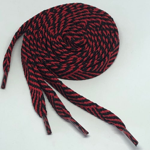 Herringbone Pattern Shoelaces Black & White Etsy