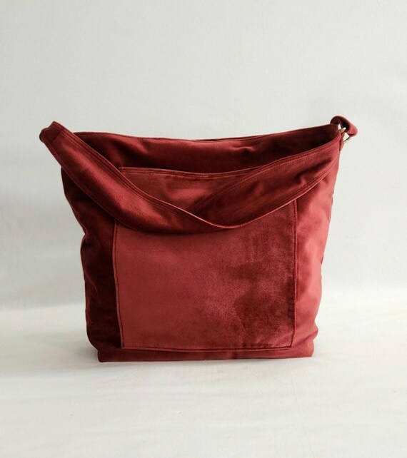 Red Tote Bag Large Burgundy Velvet Tote Bag Fall Fashion Elegant Slouchy Shoulder Bag Boho Hippie Purse Handmade Gold Magnet Etsy