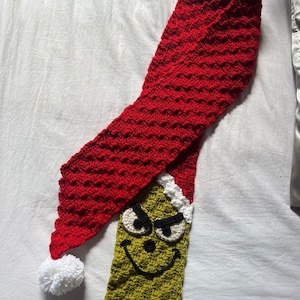 Grinch knitted scarves