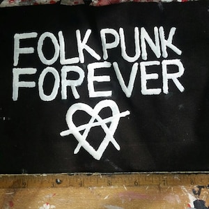 folk punk forever, anarchy patch, crust punk large patch