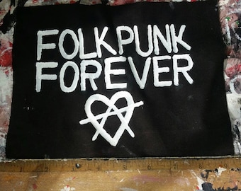 folk punk forever, anarchy patch, crust punk large patch