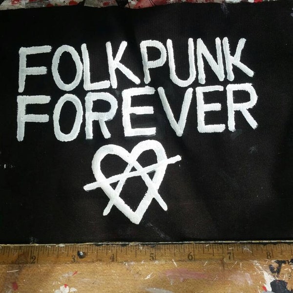 folk punk forever, anarchy patch, crust punk large patch