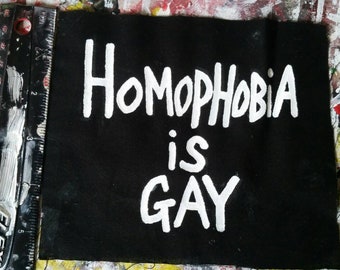 homophobia is gay frank iero  mychemical romance patch handpainted mcr merch punk grunge lgbt pride handpainted diy patch