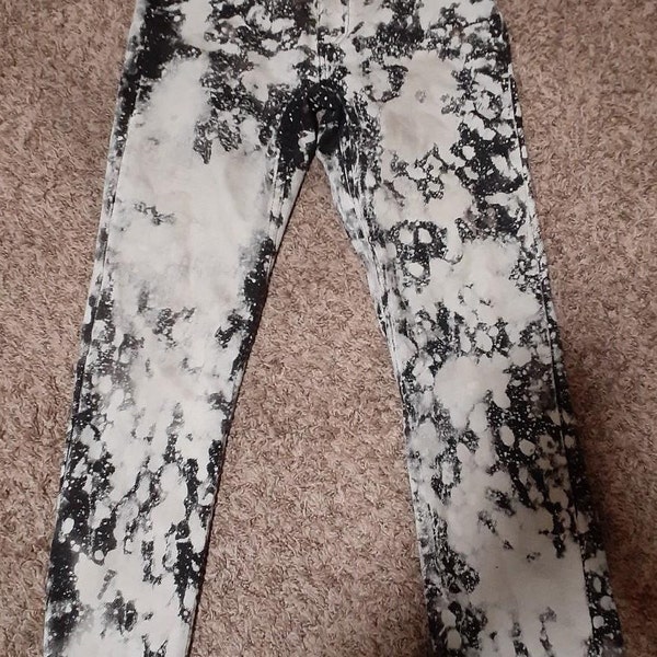 Acid wash pants bleach dye grey white and black bleach jeans custom one of a kind jeans MADE TO ORDER