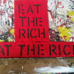 Eat the rich Aufnäher Anarchy Anarchist handbemalt roter Stoff Punk Aufnäher Kruste Punk Folk Punk Aufnäher