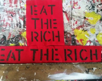 Eat the rich Aufnäher Anarchy Anarchist handbemalt roter Stoff Punk Aufnäher Kruste Punk Folk Punk Aufnäher