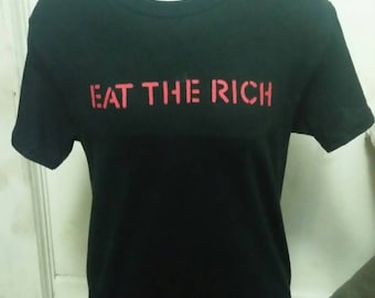eat the rich folk punk crust punk tshirt handmade diy tee goth punk anarchist grunge emo