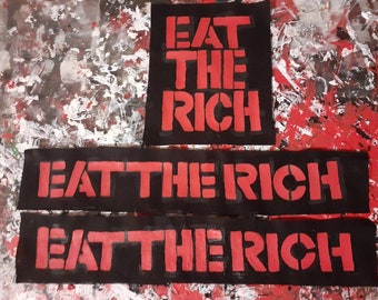 Eat the rich Aufnäher Punk Patches Anarchist Patches Crust Punk Folk Punk handgemalter Punk Patch