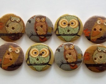 Owl Bird Barn Tawny Brown Animal Novelty Dress It Up Craft Buttons TWIT TWOO