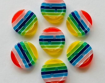 Rainbow Buttons, Striped Buttons, Resin Buttons, Pride Buttons, Sewing Supplies, Scrapbooking, Embellishments