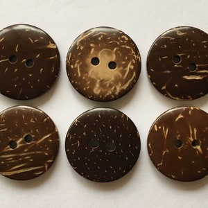 Boutons noix de coco, boutons coquille de noix de coco, boutons 20 mm, fournitures de couture, scrapbooking, embellissements, boutons naturels, boutons rustiques