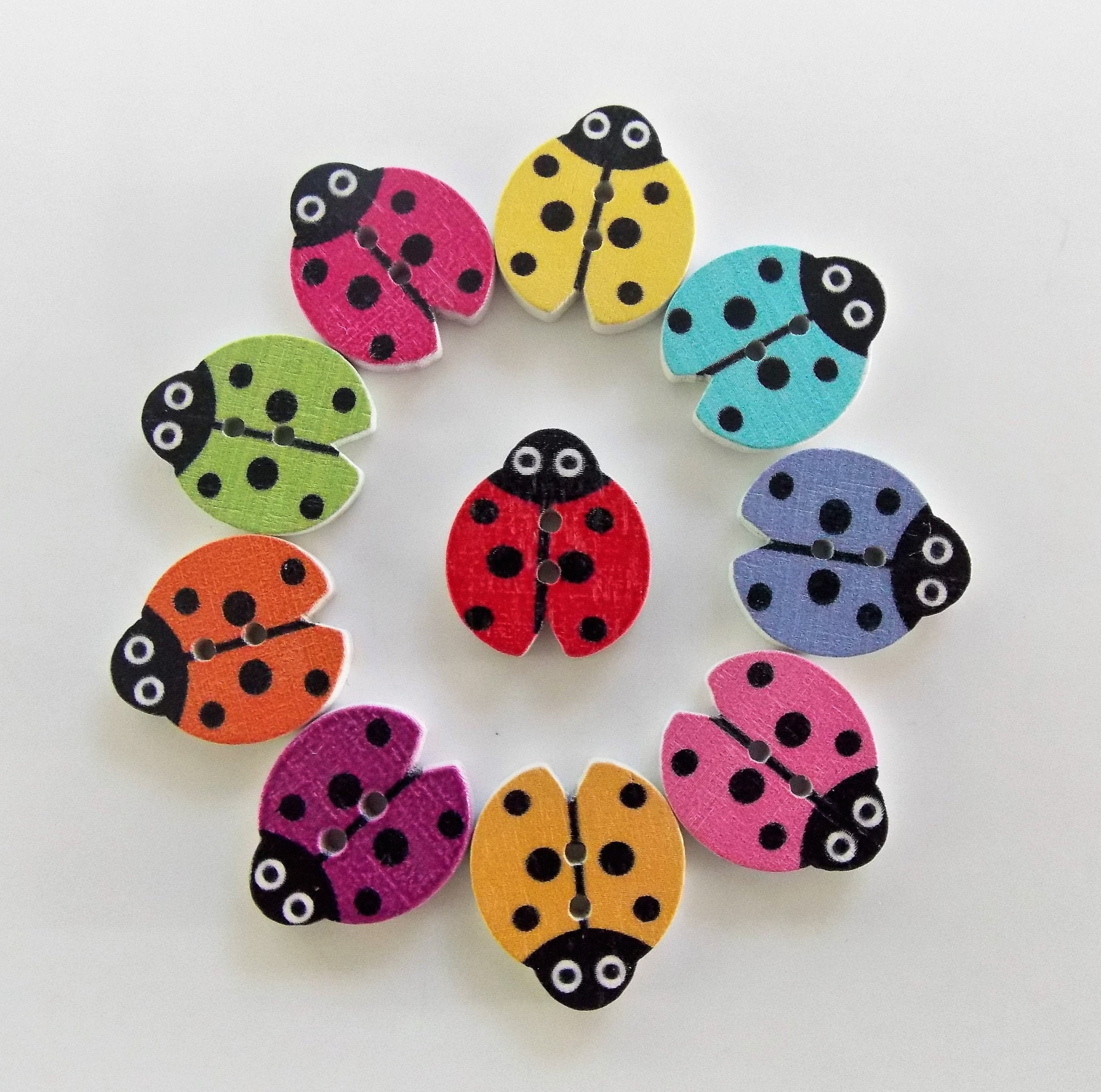 Ladybird Buttons Ladybug Buttons Wooden Buttons Sewing Etsy Canada